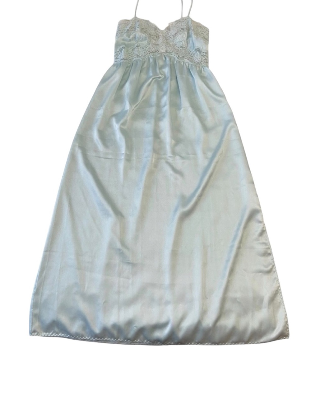 Y2K nightie satine intimate maxi dress baby blue lace top satin bottom small